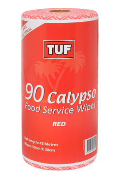 CALYPSO FOOD SERVICE WIPES 90 SHEETS PER ROLL RED